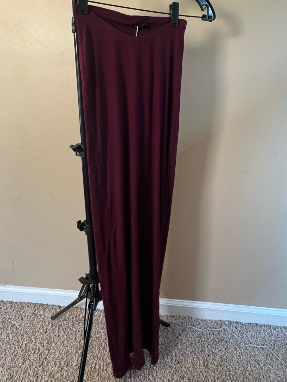 naked wardrobe Burgundy Maxi Skirt - Sleek Straight Silhouette